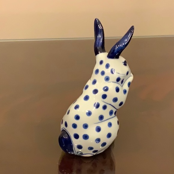 Polka dot bunny, blue and white - Picture 4 of 5